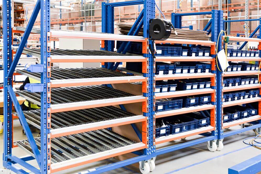 regały rolkowe, regały przepływowe